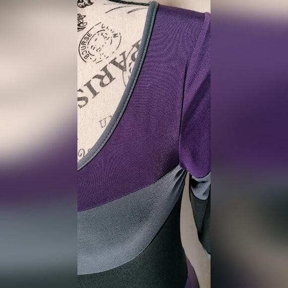 Un Deux Trois Bodycon Striped Dress w/Scoop Neck & Half Sleeves.Sz 16 - Picture 2 of 7